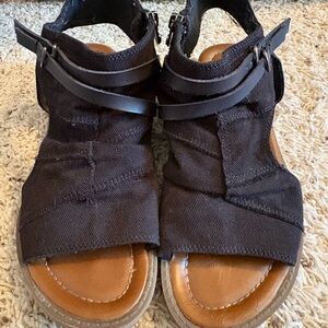 Blowfish Black Strappy Sandals with Tan Soles